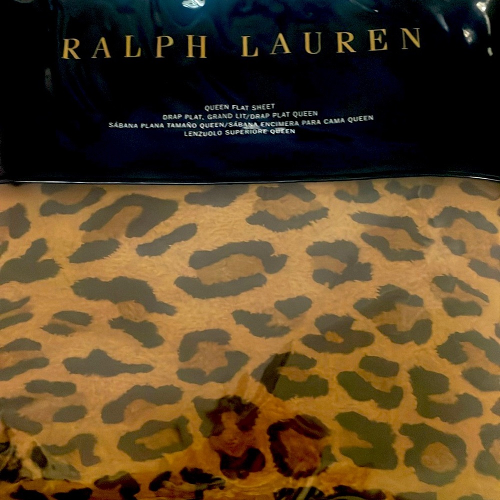 RALPH LAUREN Leopard Montgomery Queen Sheet Set NEVER USED